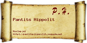 Pantits Hippolit névjegykártya